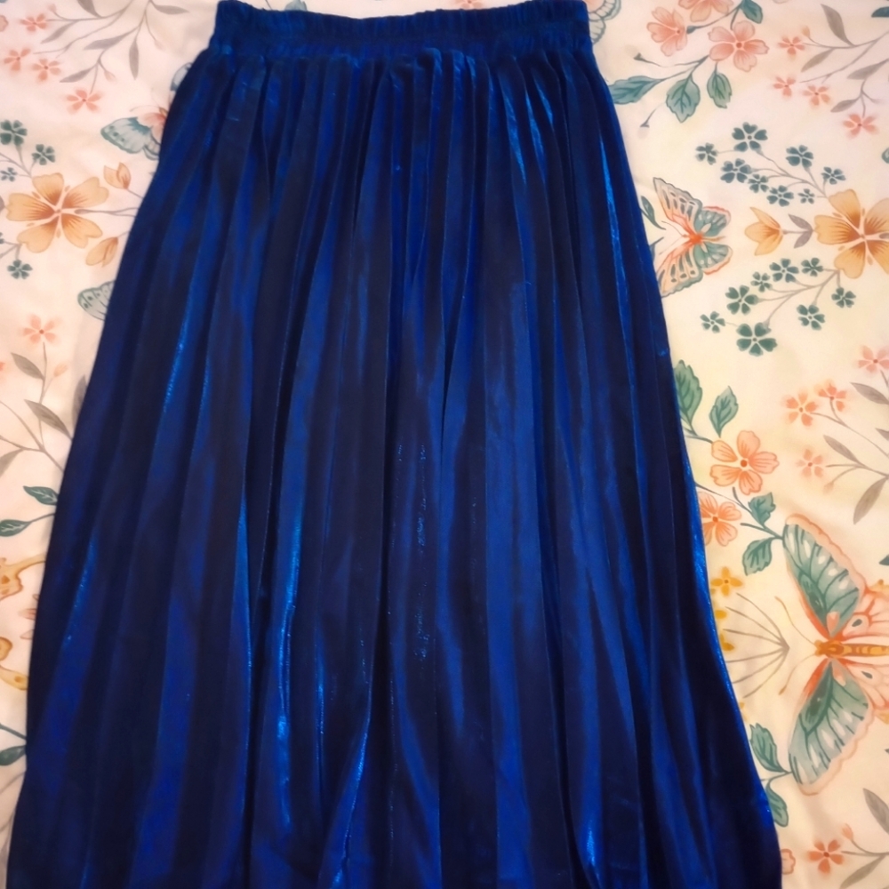 Shimmer Blue Pleated Skirt